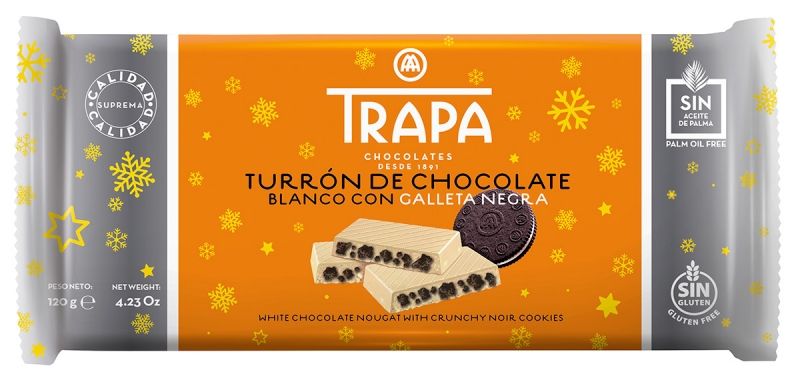 Turrón de chocolate blanco con galleta negra