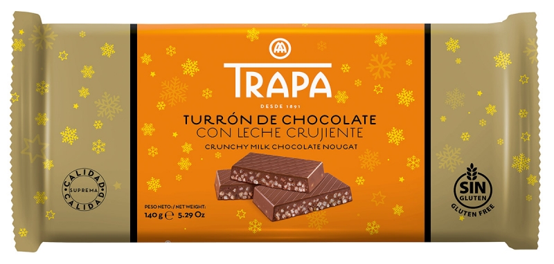 Turrón de chocolate con leche crujiente