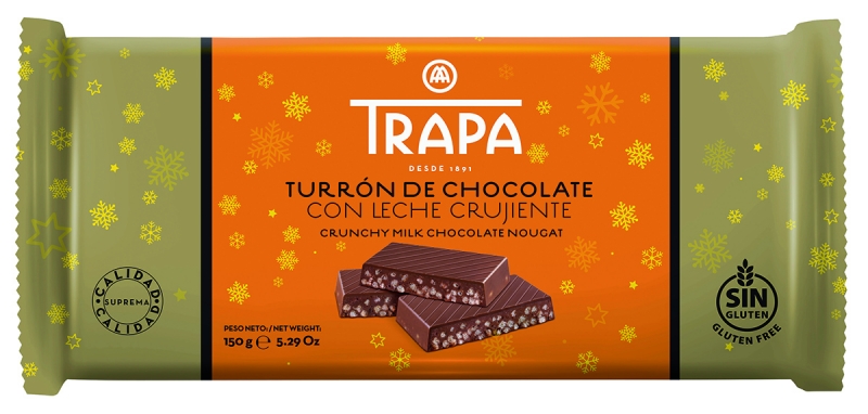 Turrón de chocolate con leche crujiente
