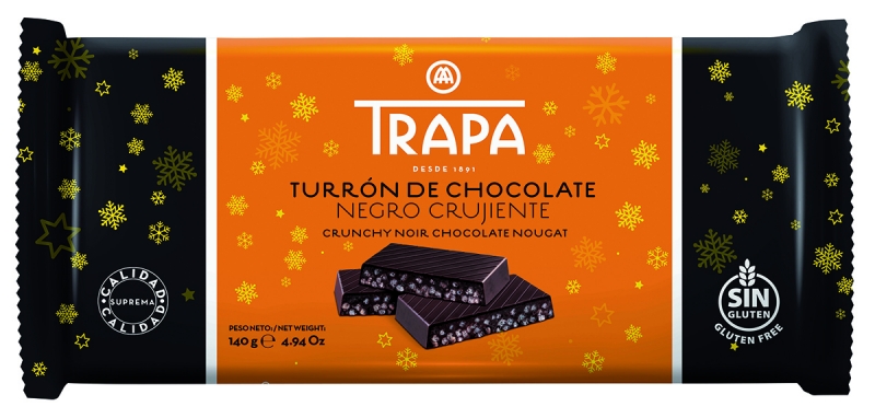 Turrón de chocolate negro crujiente