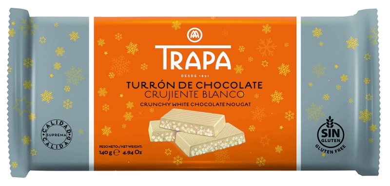 Turrón de chocolate blanco crujiente